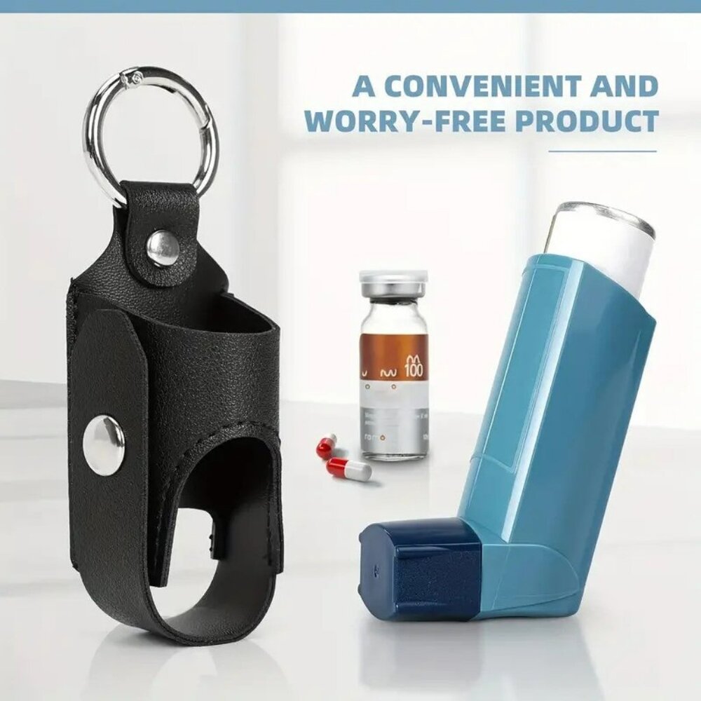 Black Inhaler Holder Key Ring COPD Asthma